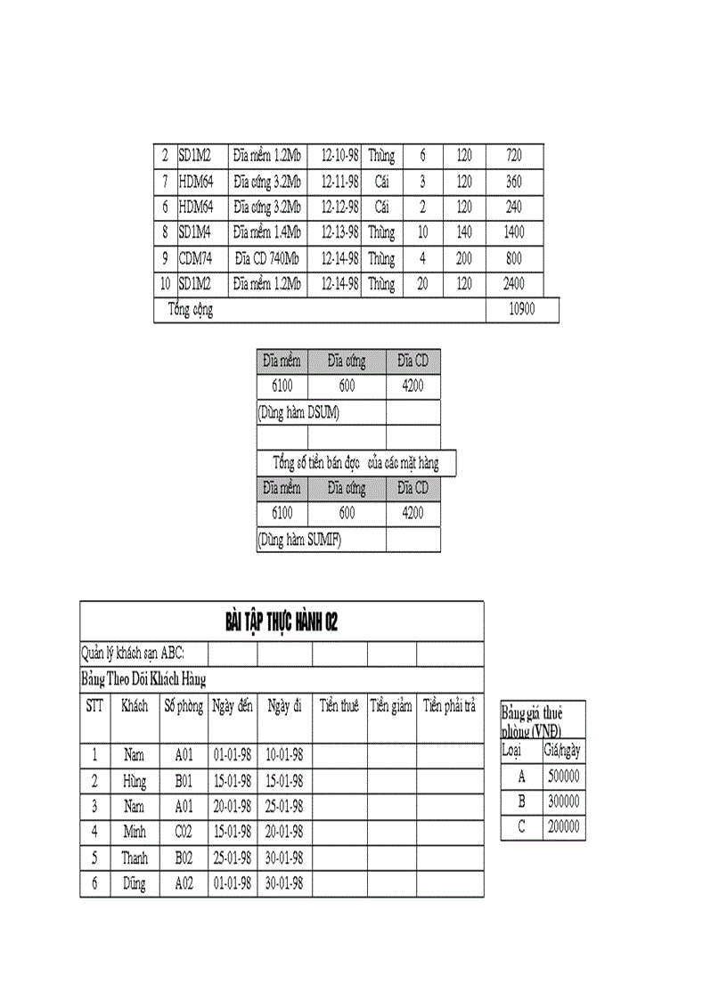 image for page Bai tap excel