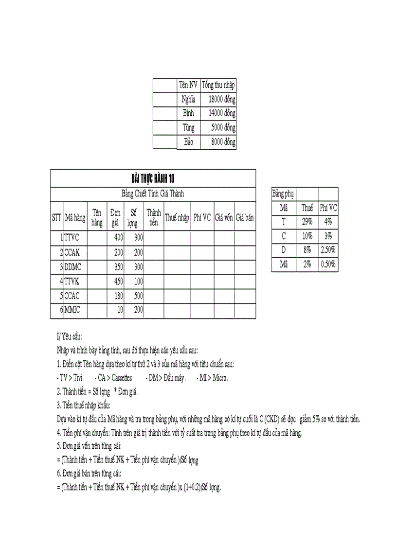 image for page Bai tap excel