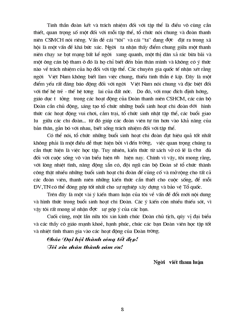 image for page Bài tham luận tại Đại hội Đoàn trường