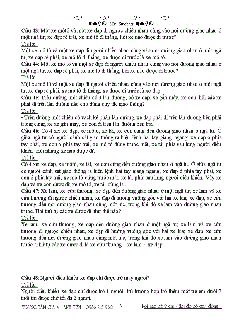 image for page Bài thi tìm hiểu An Toàn Giao Thông năm 2009