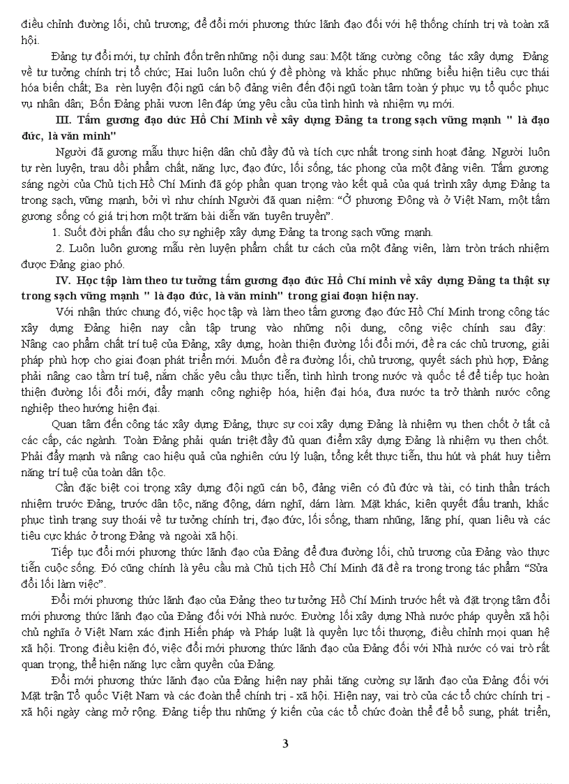 Bài thu hoạch học tập và làm theo tấm gương đạo đức hồ chí minh về xây dựng đảng trong sạch vững mạnh