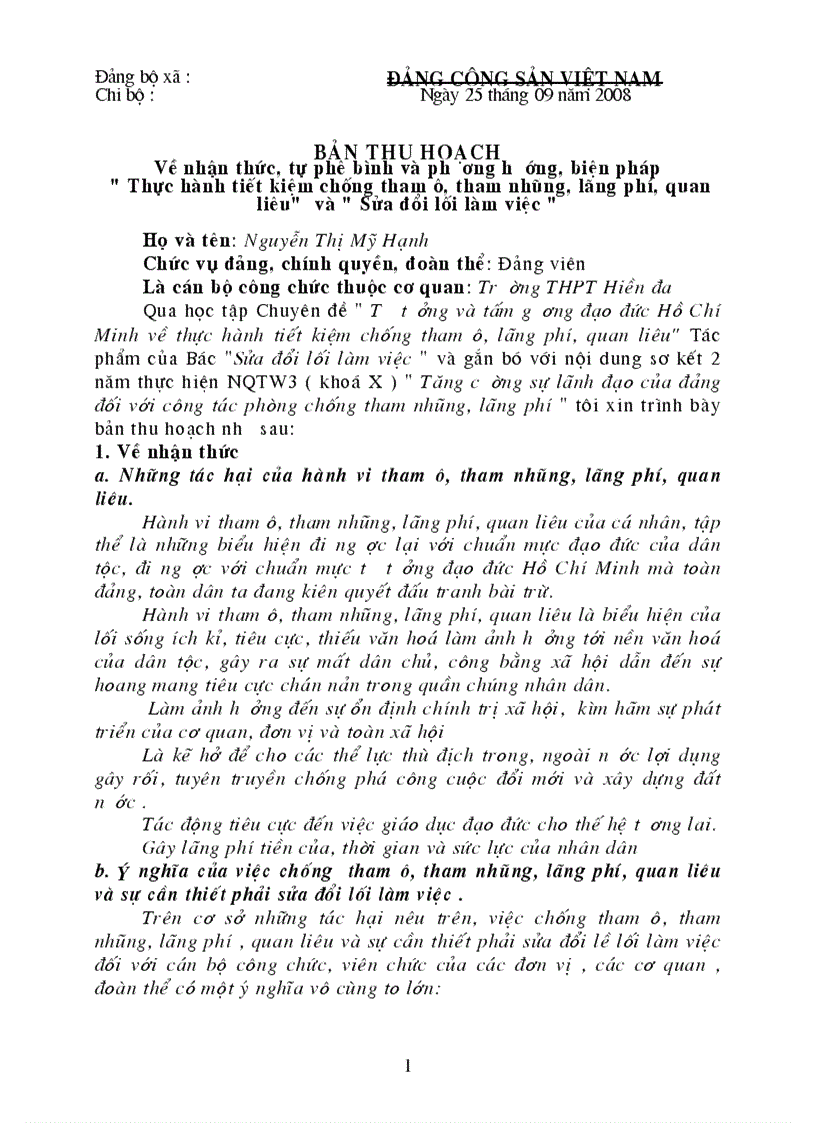 image for page Bai thu hoach nhan thuc tam guong dao duc HCM