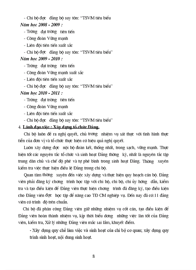 image for page Bản tóm tắt thành tích chi bộ đề nghị huyện uỷ khen thưởng 3 năm liên tục từ 2007 2011