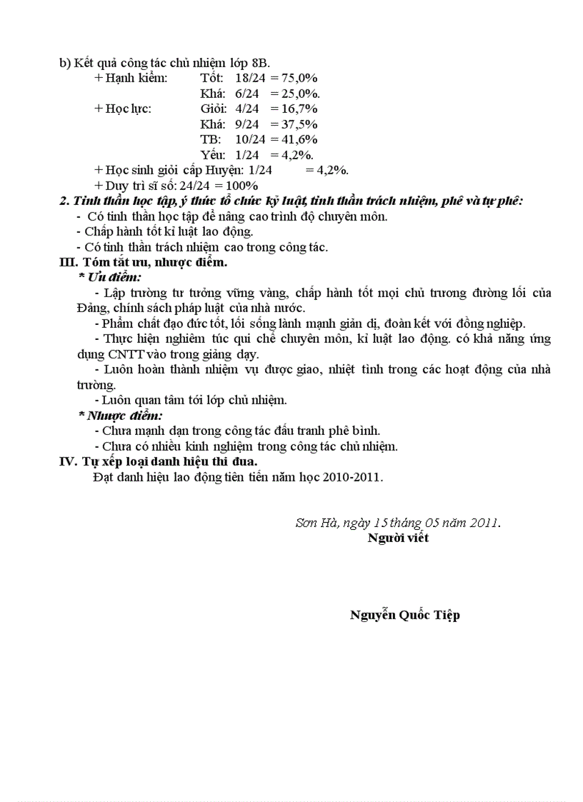 image for page Bản tự nhận xét đánh giá cuối năm