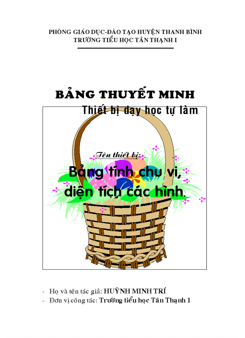 Bảng thuyết minh TB dạy học tự làm