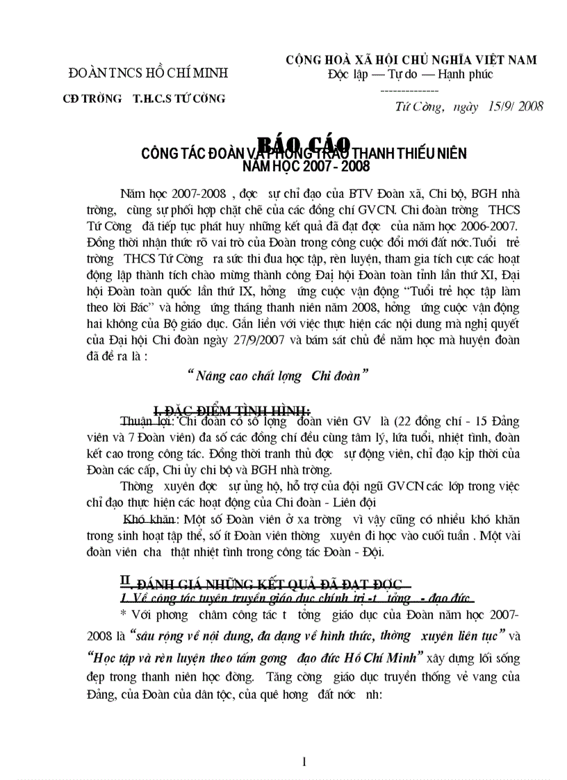 image for page Bao cao chi Doan 08 09 THCS Tu Cuong