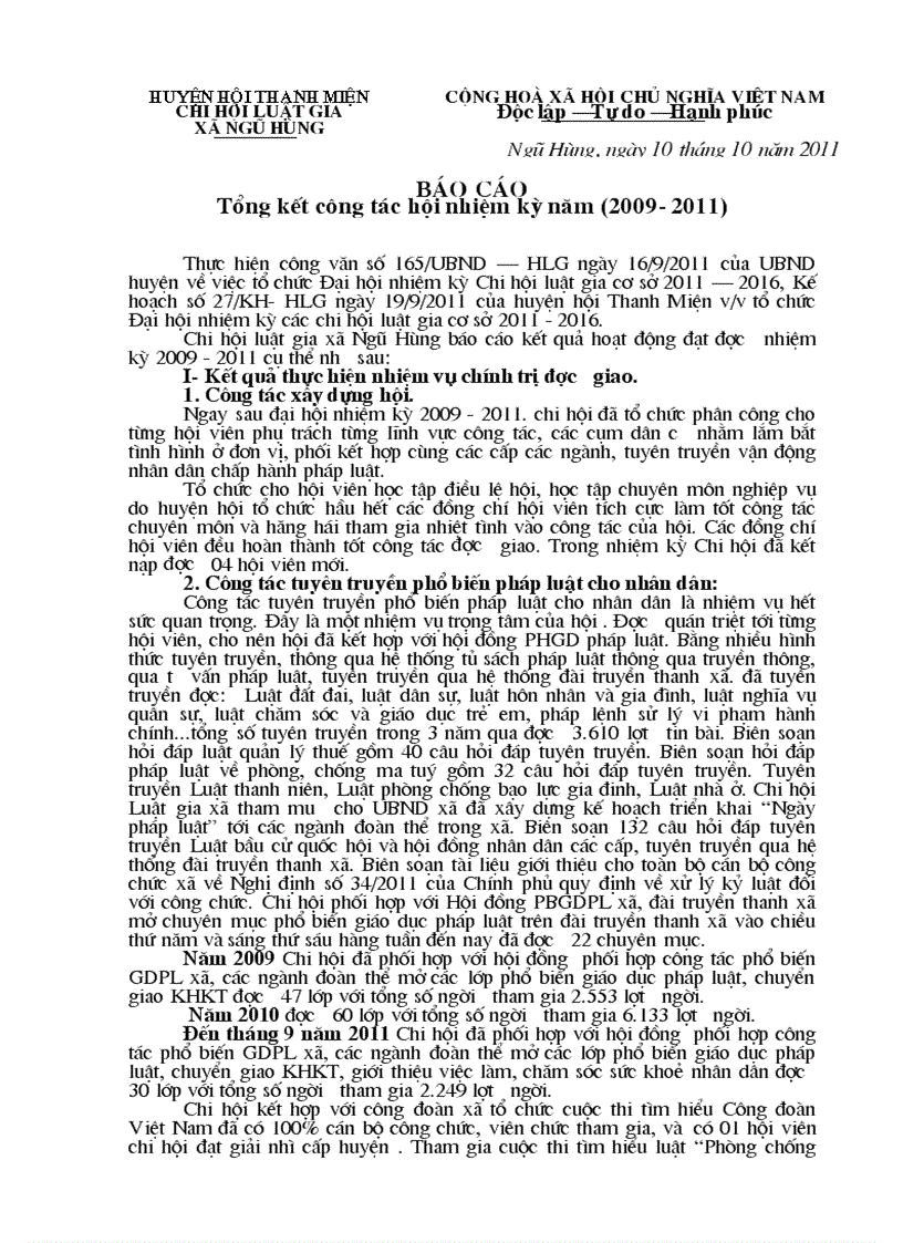 image for page Báo cáo chi hội luật gia xã Ngũ Hùng