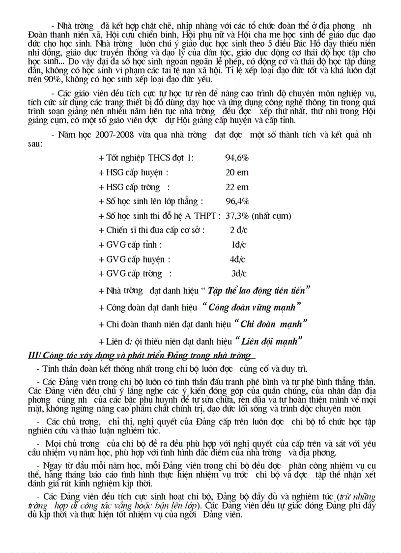image for page Báo cáo công tác Đảng chi bộ trường học