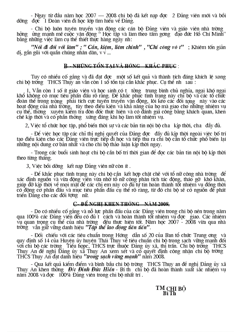 image for page Báo cáo công tác Đảng chi bộ trường học