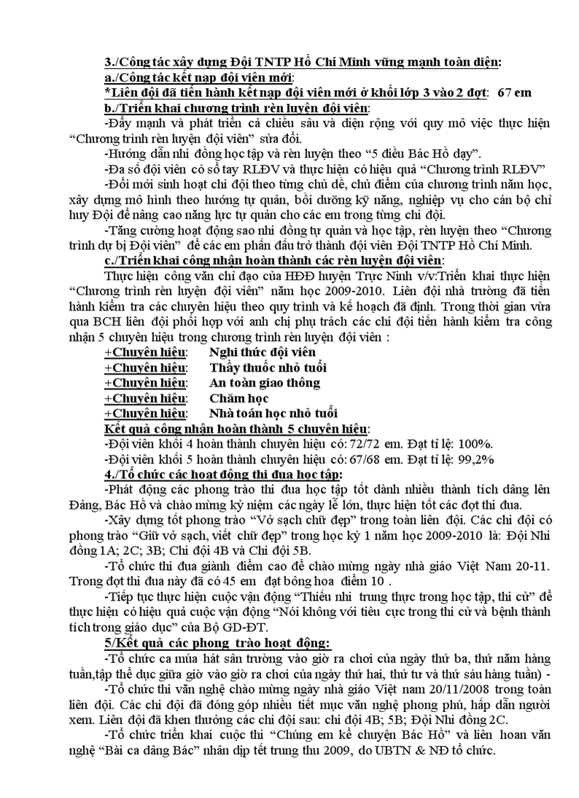 image for page Báo cáo công tác Đội năm 2009 2010