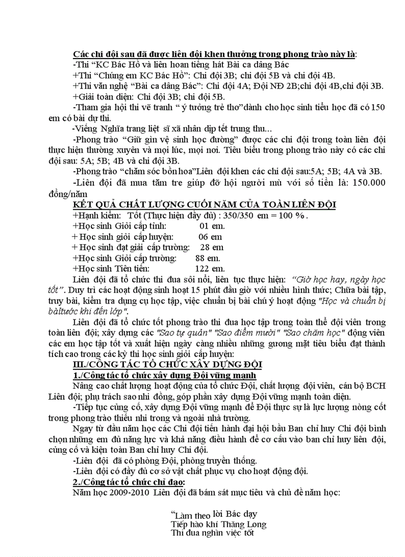 image for page Báo cáo công tác Đội năm 2009 2010