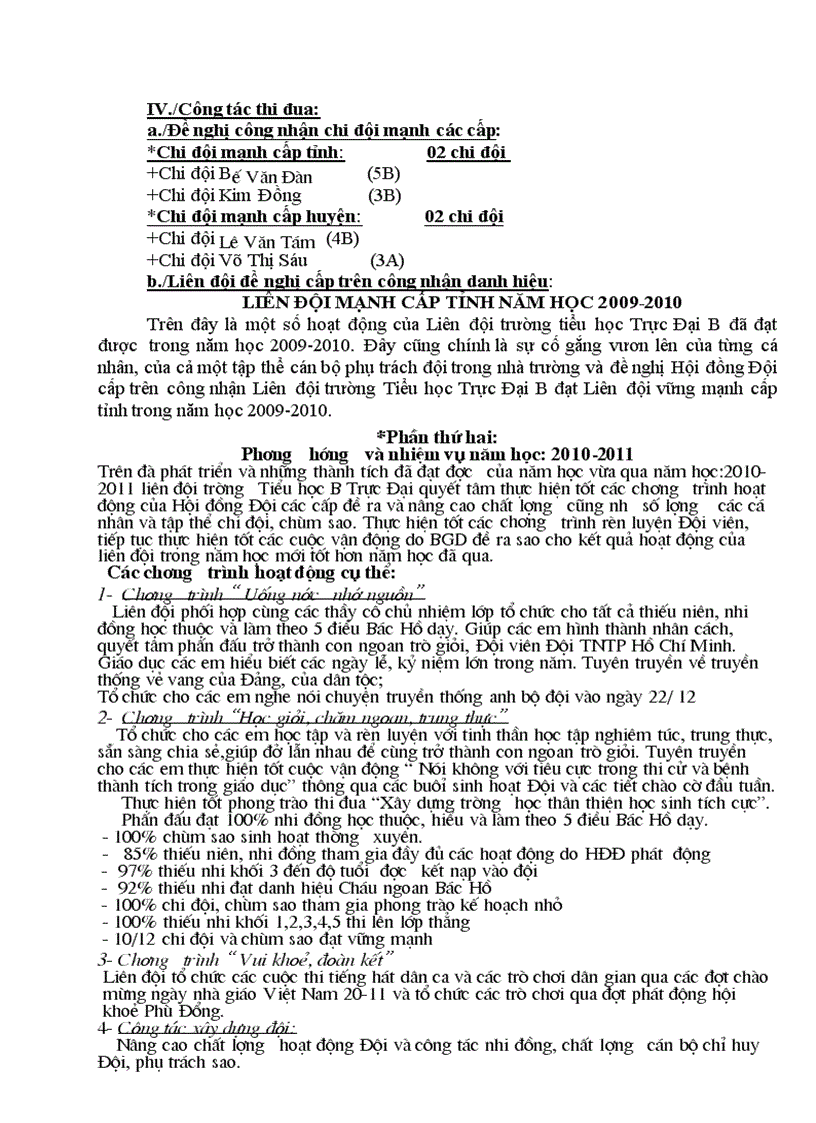 image for page Báo cáo công tác Đội năm 2009 2010