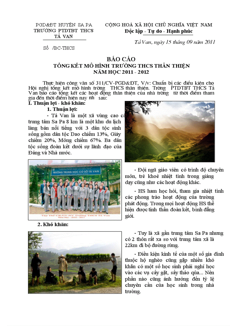 image for page Báo cáo công tác xây dựng trường thân thiện