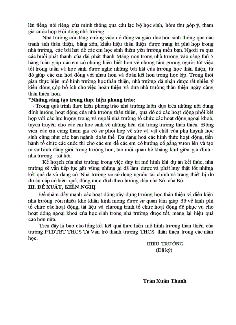 image for page Báo cáo công tác xây dựng trường thân thiện