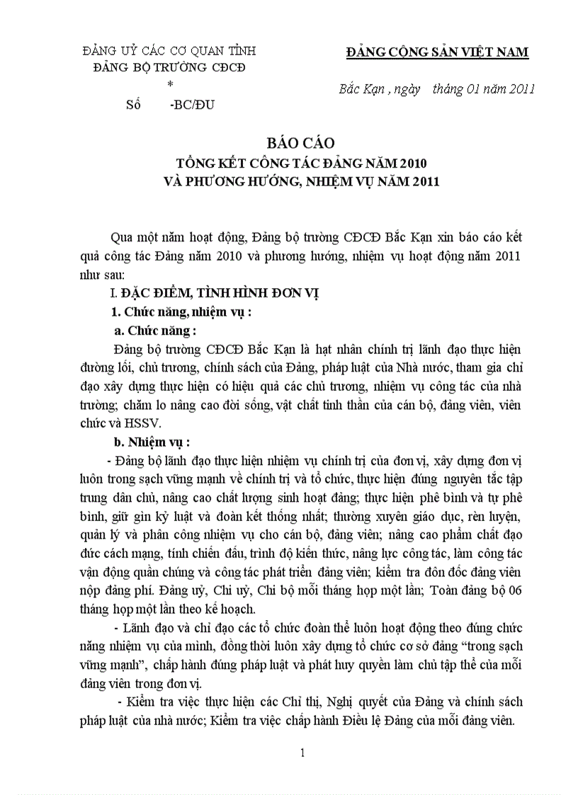 image for page Báo cáo đánh giá chất lượng đảng viên và tổ chức cơ sở đảng năm 2010