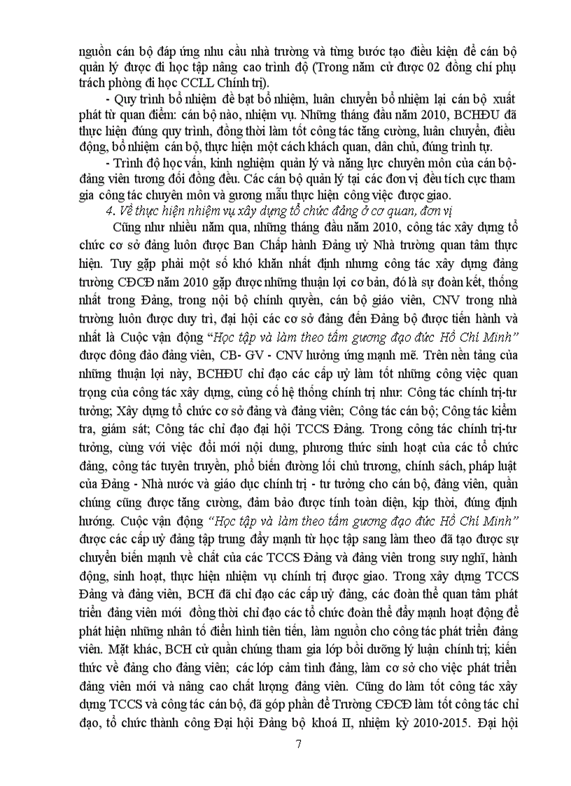 image for page Báo cáo đánh giá chất lượng đảng viên và tổ chức cơ sở đảng năm 2010