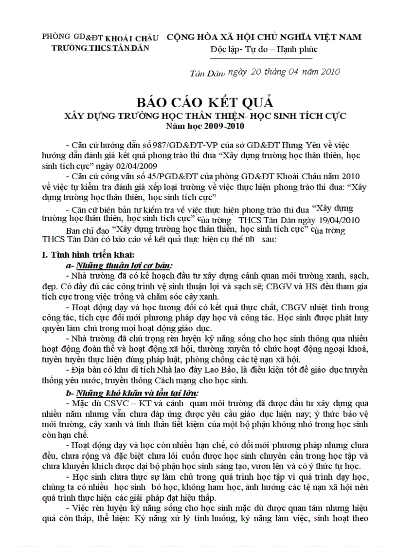 image for page Báo cáo kết quả XD trường học thân thiện