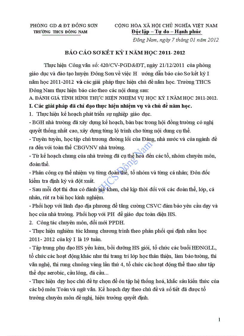 image for page Báo cáo sơ kết HK1 2011 2012