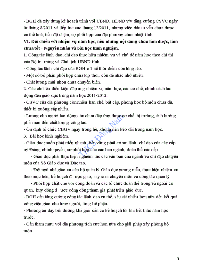 image for page Báo cáo sơ kết HK1 2011 2012