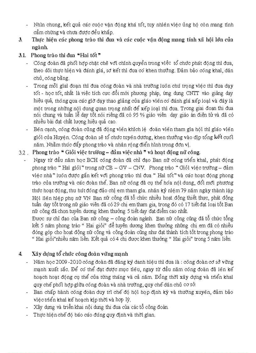 image for page Báo cáo sơ kết học kỳ I công tác Công đoàn 2009 2010