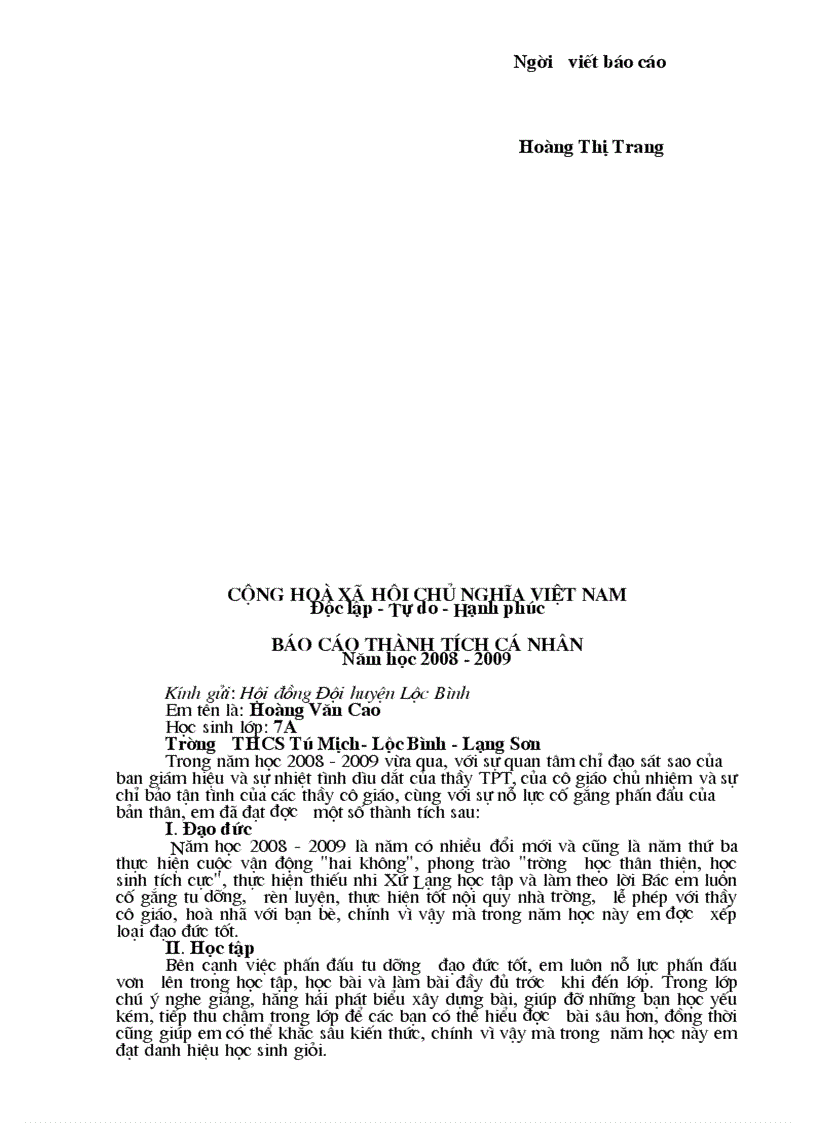 image for page Báo cáo thành tích cá nhân học sinh