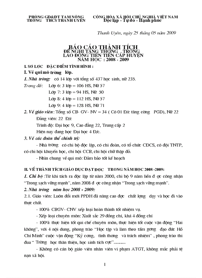 image for page Báo cáo thành tích đề nghị khen thưởng cuối năm học