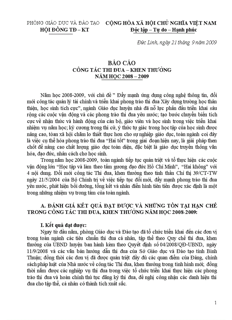 image for page Báo cáo thi đua năm học 2008 2009