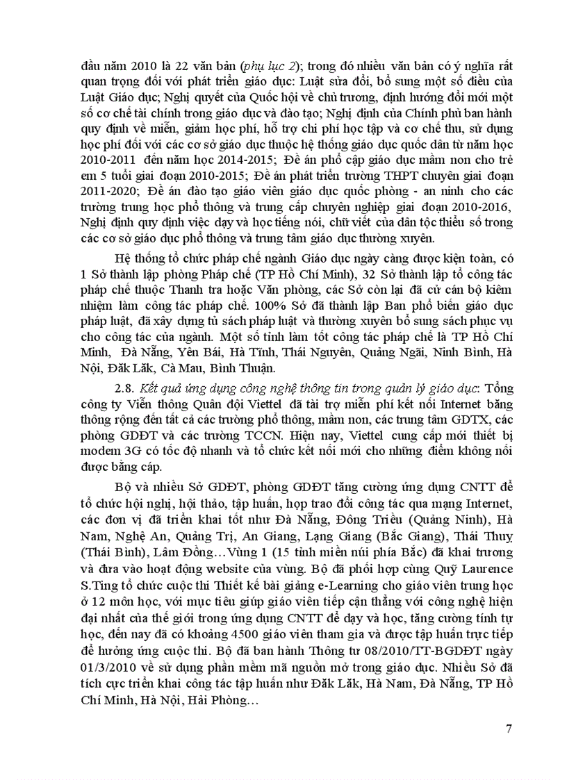 image for page Báo cáo thực hiện nhiệm vụ năm học của Bộ GD ĐT 2010