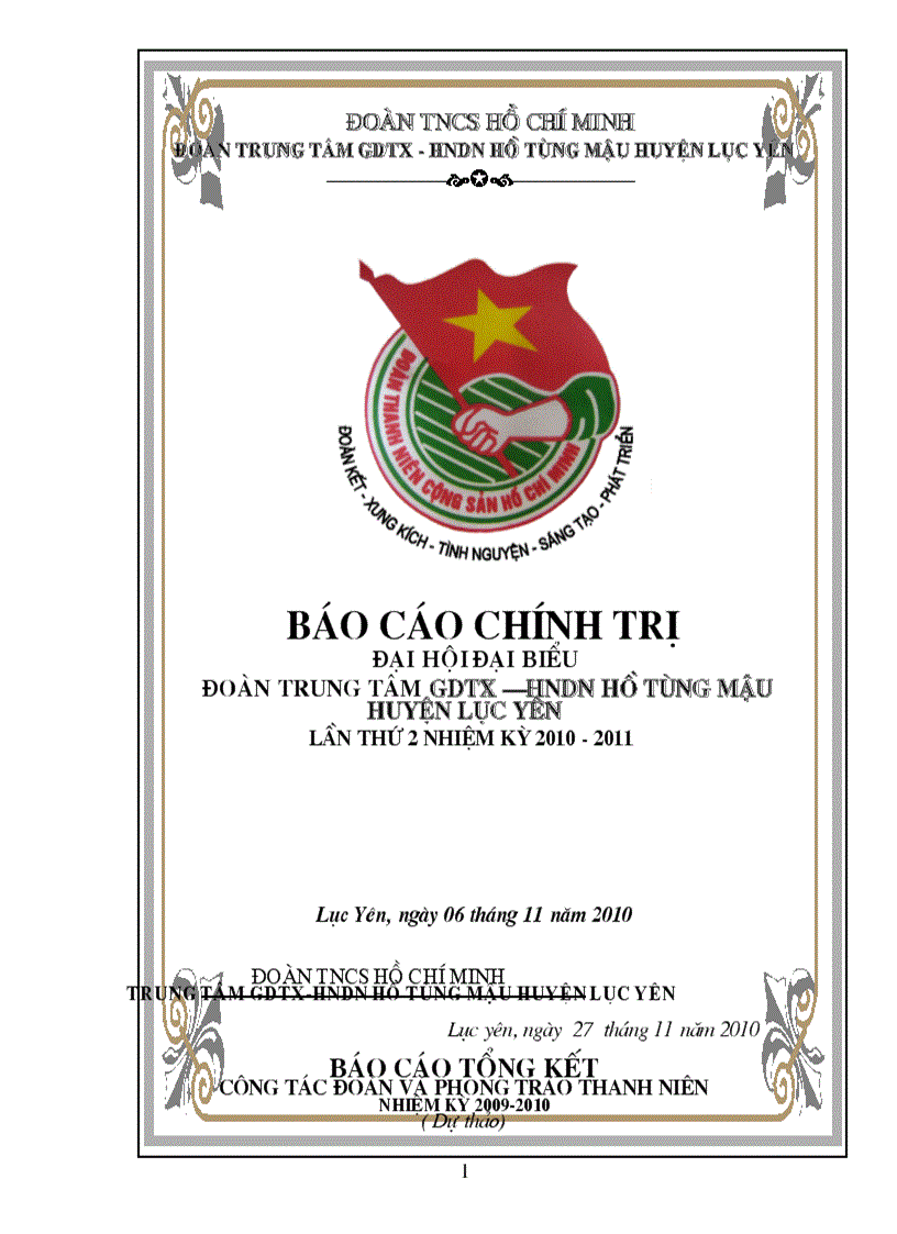 Báo cáo TK Đoàn trường