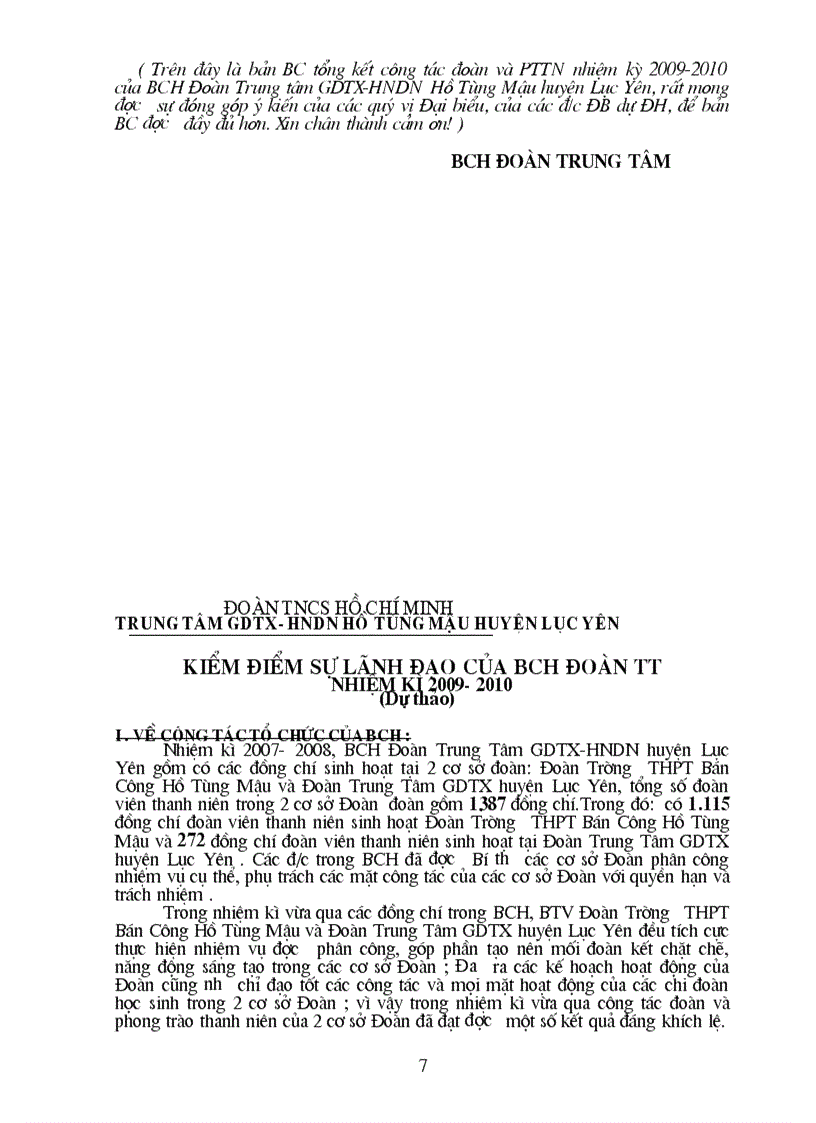 image for page Báo cáo TK Đoàn trường