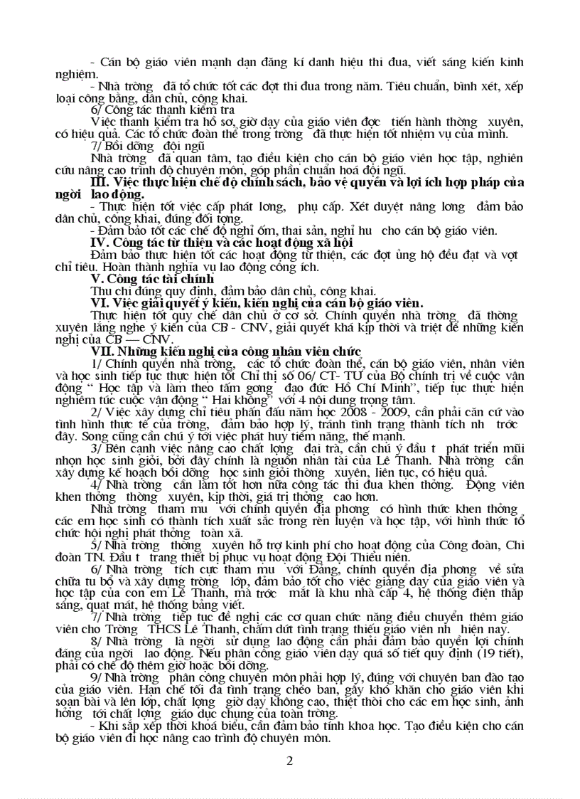 image for page Báo cáo tổng hợp ý kiến kiến nghị của CNVC năm học 2008 2009