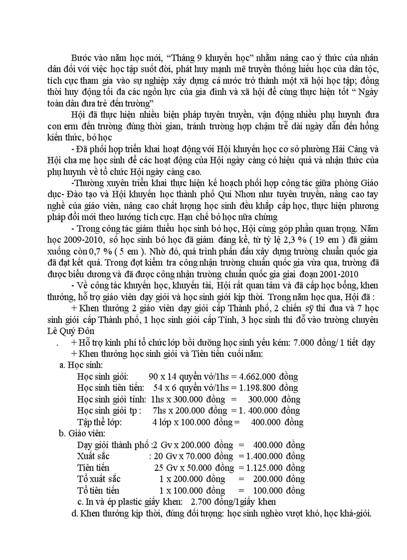 image for page Báo cáo tổng kết công tác khuyến học năm 2009 2010