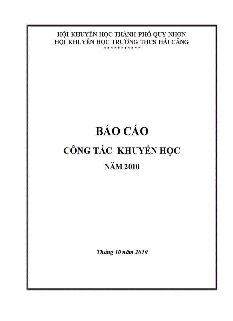 image for page Báo cáo tổng kết công tác khuyến học năm 2009 2010