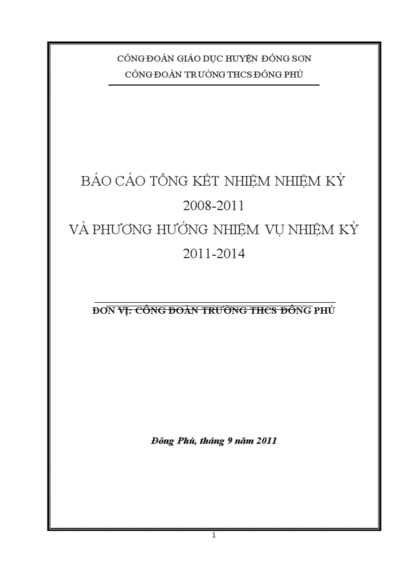 image for page Báo cáo tổng kêt hoạt động công doàn nhiệm kỳ và phương hướng nhiẹm kỳ