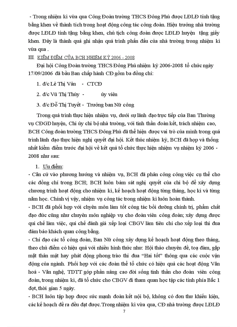 image for page Báo cáo tổng kêt hoạt động công doàn nhiệm kỳ và phương hướng nhiẹm kỳ