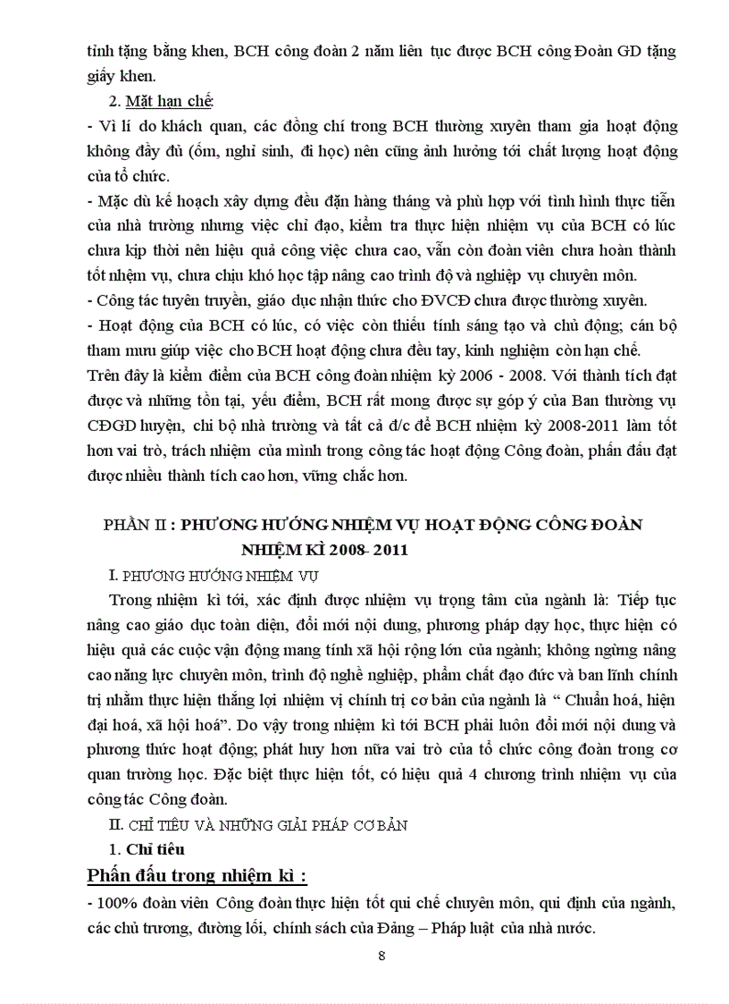 image for page Báo cáo tổng kêt hoạt động công doàn nhiệm kỳ và phương hướng nhiẹm kỳ