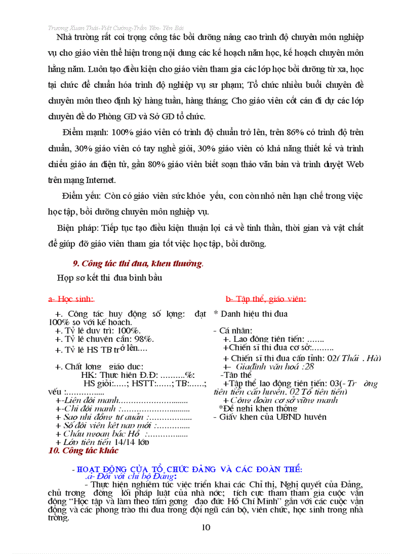 image for page Báo cáo tổng kết học kì I năm học 2010 2011