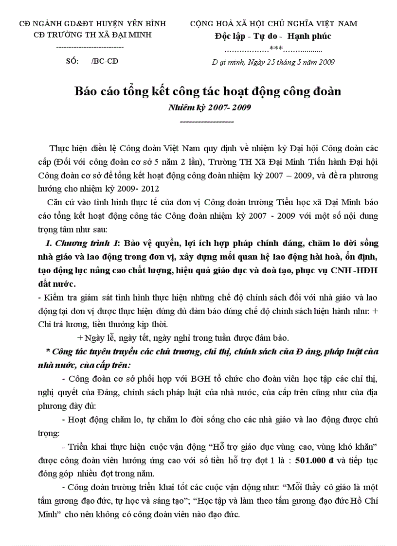 image for page Báo cáo tổng kết nhiệm kỳ 07 09 Phương hướng hoạt động nhiệm kỳ 09 12