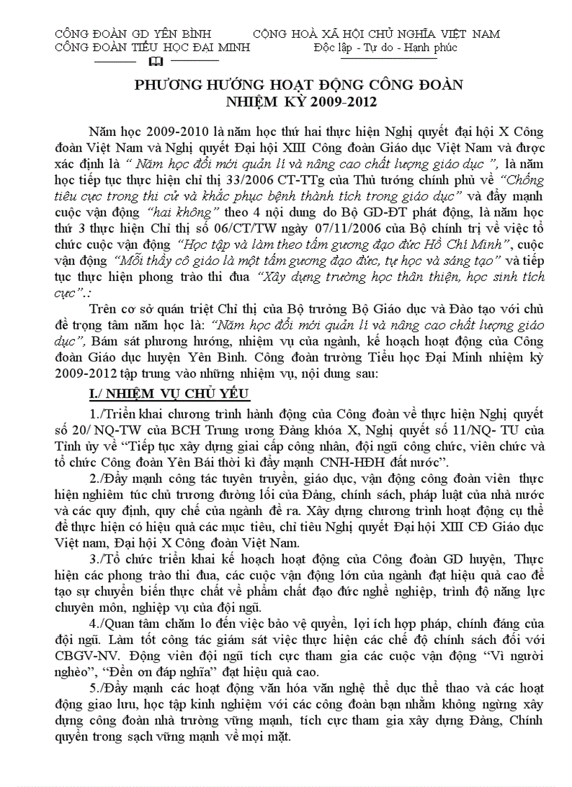 image for page Báo cáo tổng kết nhiệm kỳ 07 09 Phương hướng hoạt động nhiệm kỳ 09 12