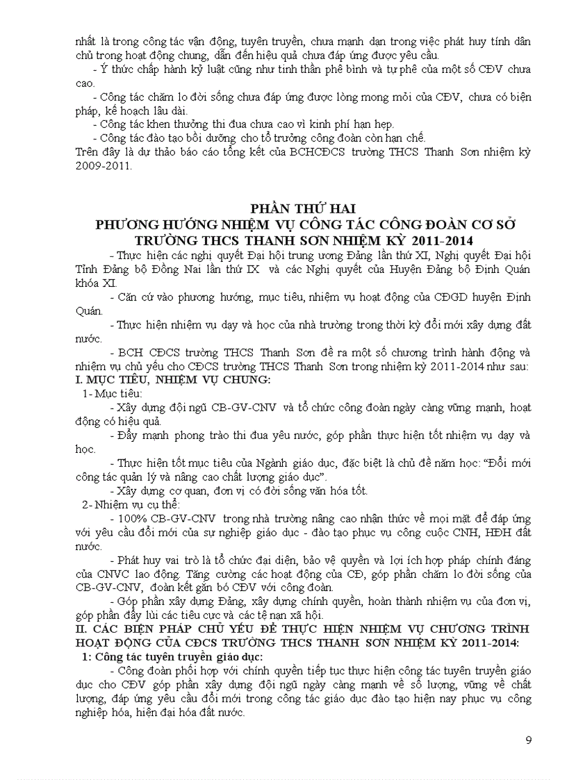 image for page Bao cao tong ket va phuong huong hoat dong cong doan