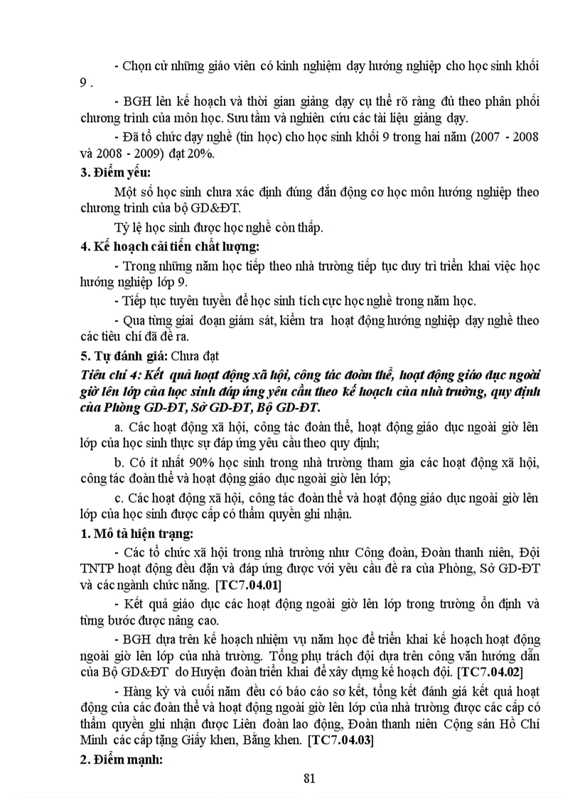 image for page Báo cáo tự đánh giá KDCLGD THCS