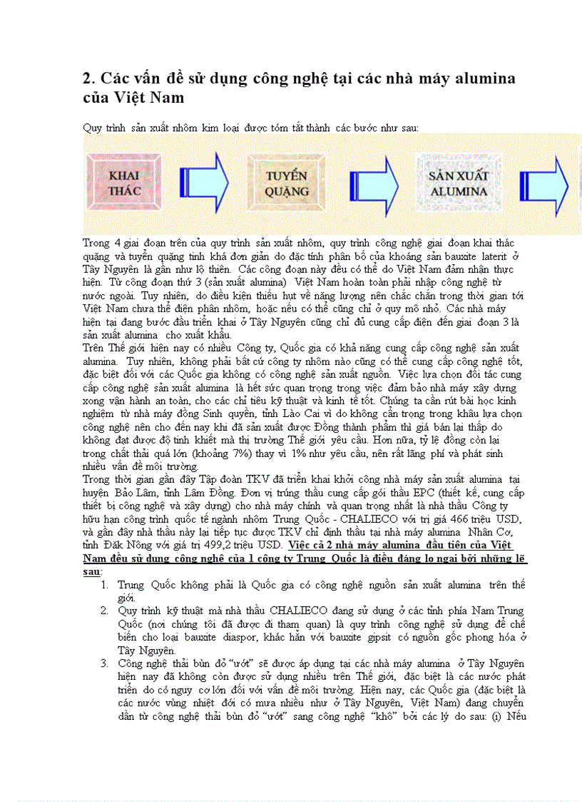 image for page Báo cáo VUSTA về khai thác Bauxit
