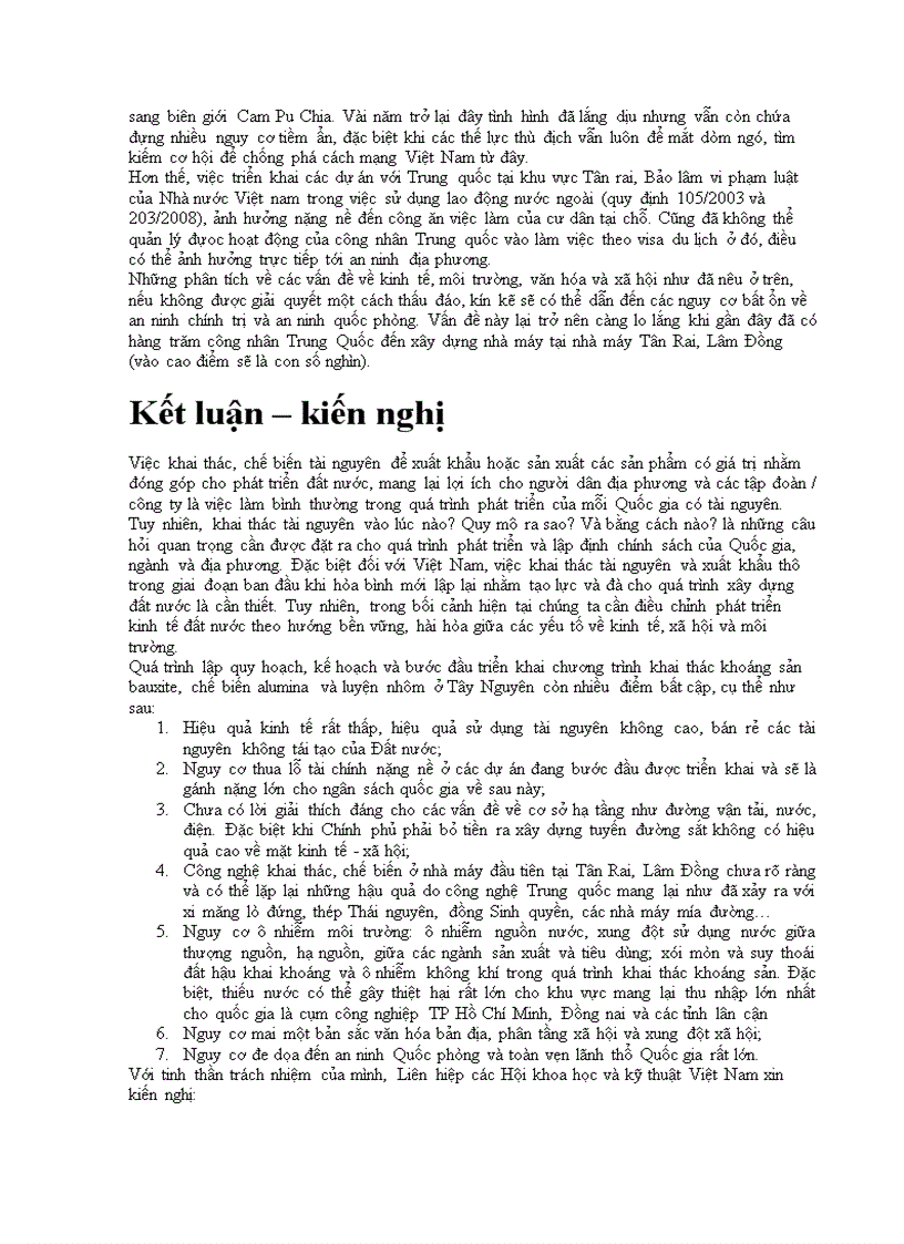 image for page Báo cáo VUSTA về khai thác Bauxit