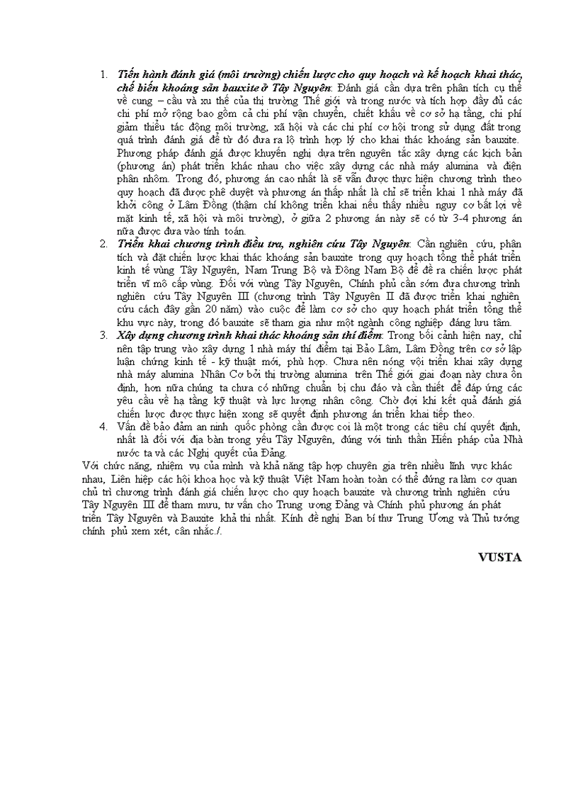 image for page Báo cáo VUSTA về khai thác Bauxit