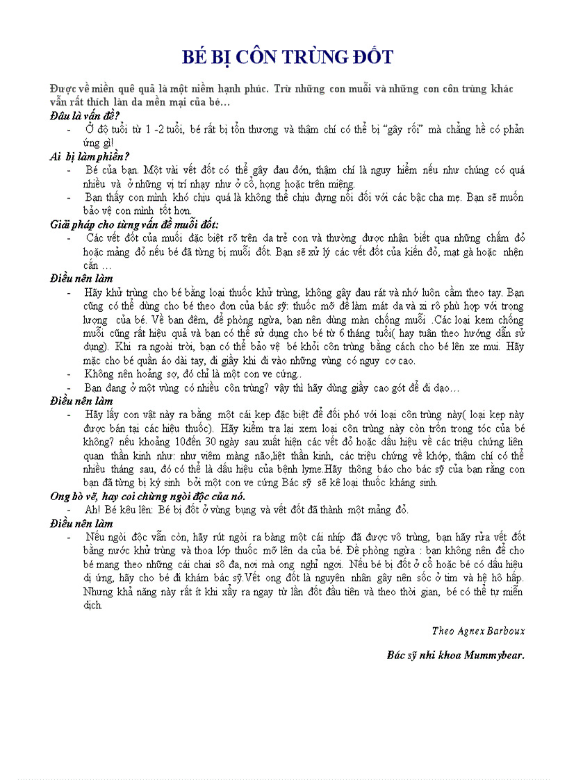 image for page Bé bị con trùng đốt