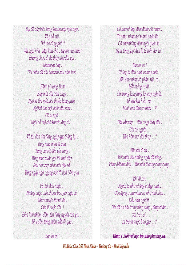 image for page Bi Khúc Của Đôi Tình Nhân Trường Ca Hoài Nguyễn
