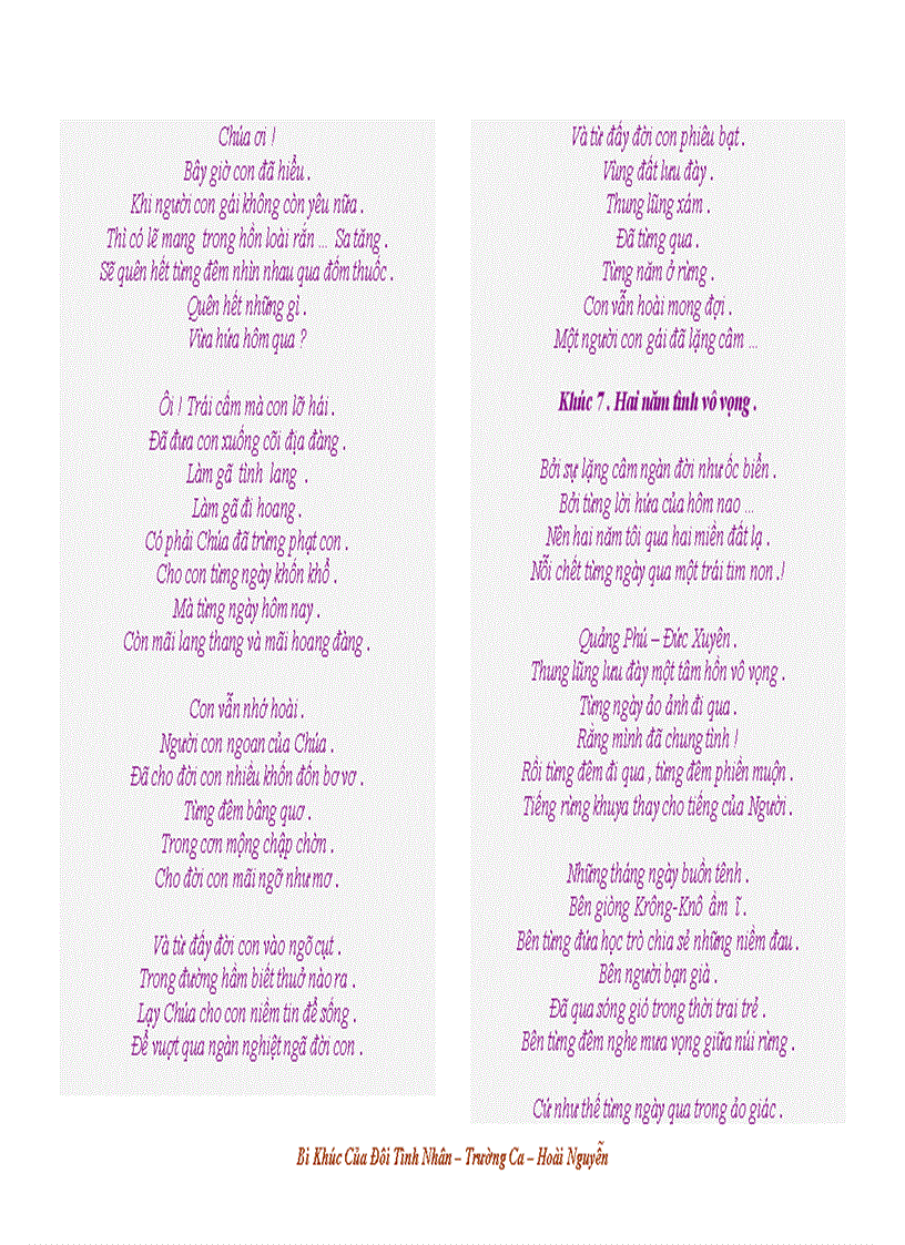 image for page Bi Khúc Của Đôi Tình Nhân Trường Ca Hoài Nguyễn