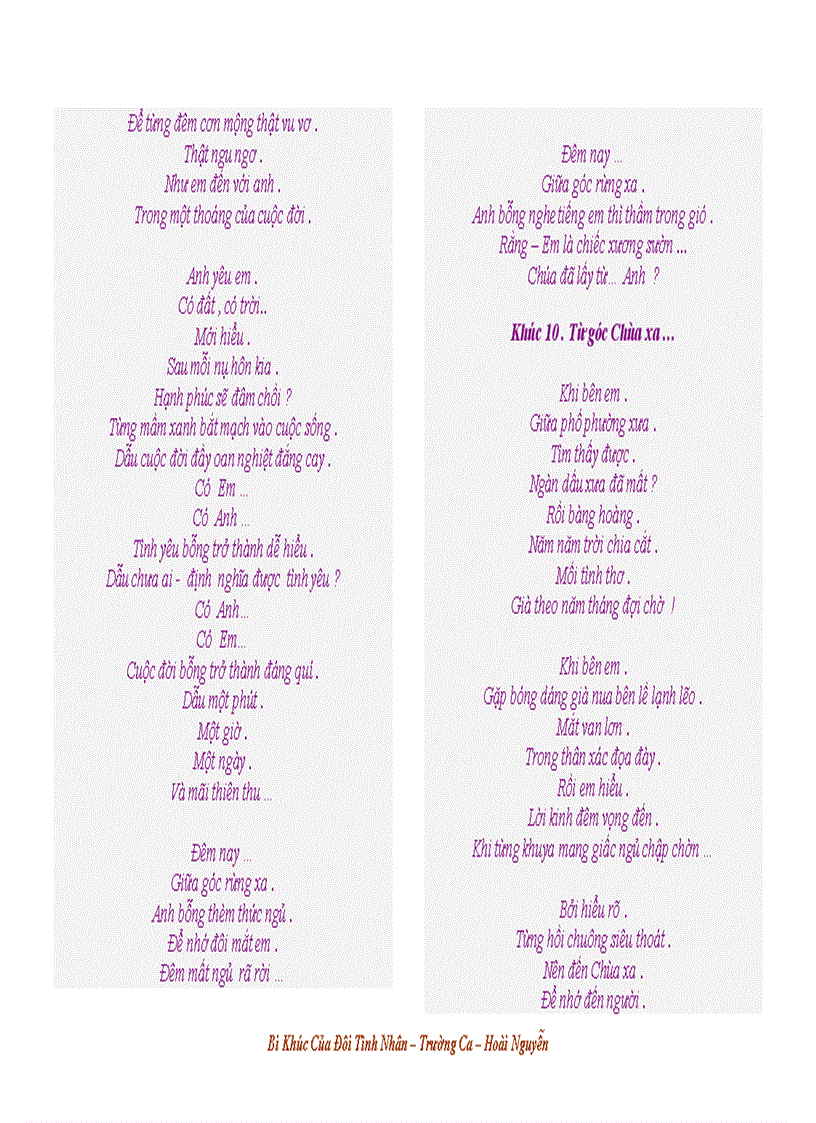 image for page Bi Khúc Của Đôi Tình Nhân Trường Ca Hoài Nguyễn