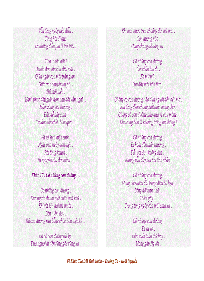 image for page Bi Khúc Của Đôi Tình Nhân Trường Ca Hoài Nguyễn