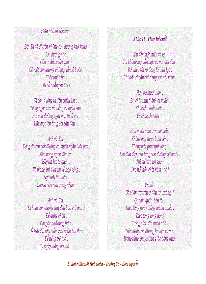 image for page Bi Khúc Của Đôi Tình Nhân Trường Ca Hoài Nguyễn